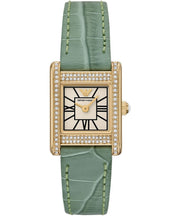Emporio Armani Classic White Dial Green Leather Strap Watch for Women - AR11661