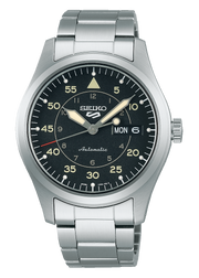 Seiko 5 Sports Flieger Automatic Black Dial Silver Steel Strap Watch for Men - SRPH27K1