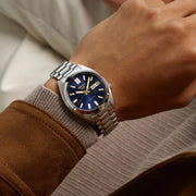 Seiko 5 Sports Automatic Blue Dial Silver Steel Strap Watch for Men - SRPL55K1
