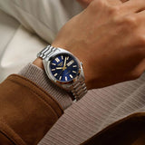 Seiko 5 Sports Automatic Blue Dial Silver Steel Strap Watch for Men - SRPL55K1