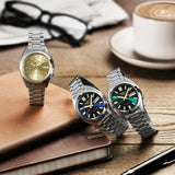 Seiko 5 Sports Automatic Gold Dial Silver Steel Strap Watch for Men - SRPL59K1