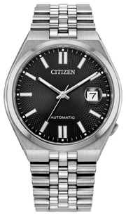Citizen Tsuyosa 60 Automatic Black Dial Silver Steel Strap Watch for Men - NK0020-55E