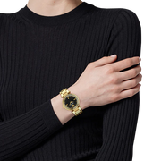 Versace Reve Analog Black Dial Gold Steel Strap Watch for Women - VE8B00624