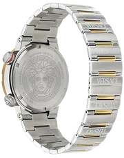 Versace Greca Logo Diver Quartz Green Dial Two Tone Steel Strap Watch for Men - VE8G00524