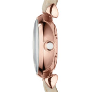 Emporio Armani Gianni T-Bar Silver Dial Beige Leather Strap Watch for Women - AR1687