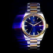 Maserati Velocità Date Blue Dial Two Tone Steel Strap Watch for Men - R8853152001
