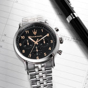 Maserati Epoca Chronograph Limited Edition Black Dial Silver Steel Strap Watch for Men - R8873618029