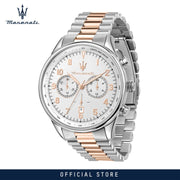 Maserati Tradizione Chronograph White Dial Two Tone Steel Strap Watch for Men - R8873646002