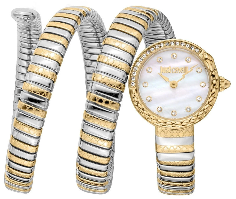Just Cavalli Enchanting Mother of Pearl Dial Two Tone Steel Strap Watch for Women - JC1L302M0055