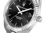 Maserati Competizione Black Dial Silver Steel Strap Watch for Men - R8853100028