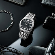Citizen Tsuyosa 60 Automatic Black Dial Silver Steel Strap Watch for Men - NK0020-55E