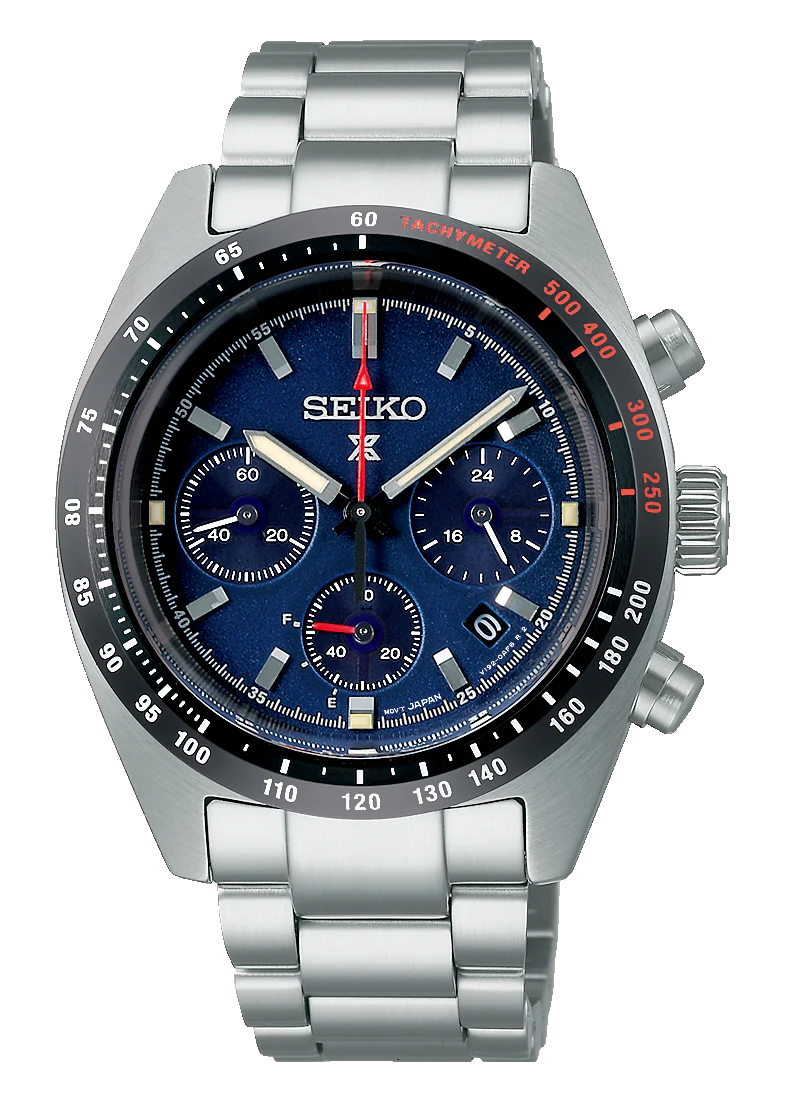 Seiko Prospex Speedtimer Solar Chronograph Blue Dial Silver Steel Strap Watch for Men - SSC815