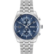 Hugo Boss Skytraveller Chronograph Blue Dial Silver Steel Strap Watch for Men - 1514216