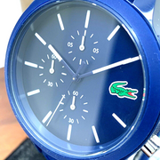 Lacoste 12.12 Chronograph Blue Dial Blue Silicon Strap Watch for Men - 2010970