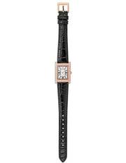 Emporio Armani Genni Silver Dial Black Leather Strap Watch for Women - AR11624