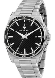 Maserati Velocità Date Black Dial Silver Steel Strap Watch for Men - R8853152002