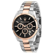 Maserati Attrazione Chronograph Black Dial Two Tone Steel Strap Watch for Men - R8853151002