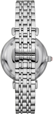 Emporio Armani Gianni T-Bar Pink Dial Silver Steel Strap Watch for Women - AR11686