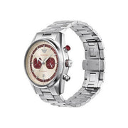 Emporio Armani Racer Chronograph White Dial Silver Steel Strap Watch for Men - AR11645