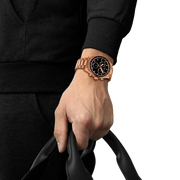 Tissot PRS 516 Chronograph Black Dial Rose Gold Steel Strap Watch for Men - T149.417.33.051.00