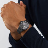 Emporio Armani World Explorer Black Dial Black Steel Strap Watch for Men - AR11398