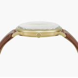 Emporio Armani Minimalist Quartz Gold Dial Brown Leather Strap Watch for Men - AR11610