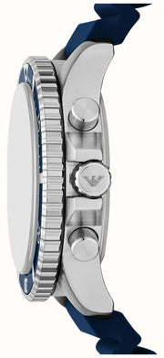 Emporio Armani World Explorer Chronograph Blue Dial Blue Silicone Strap Watch for Men - AR11696