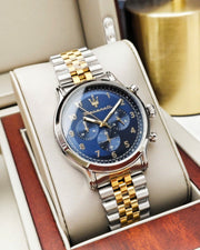 Maserati Epoca Chronograph Blue Dial Two Tone Steel Strap Watch for Men - R8873618030