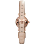 Emporio Armani Gianni T-Bar Silver Dial Beige Leather Strap Watch for Women - AR1687