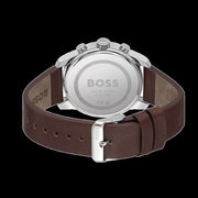 Hugo Boss Trace Chronograph Blue Dial Brown Leather Strap Watch for Men - 1514002