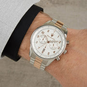 Maserati Tradizione Chronograph White Dial Two Tone Steel Strap Watch for Men - R8873646002
