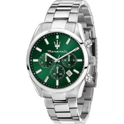 Maserati Attrazione Chronograph Green Dial Silver Steel Strap Watch for Men - R8853151011