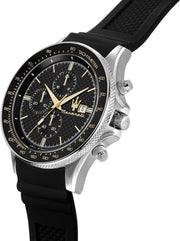 Maserati SFIDA Chronograph Black Dial Black Silicone Strap Watch for Men - R8871640005