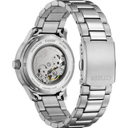Citizen Mechanical Automatic Salmon Brown Dial Silver Steel Strap Watch for Men - NJ0191-83X