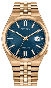 Citizen Tsuyosa 60 Automatic Blue Dial Rose Gold Steel Strap Watch for Men - NK0023-57L