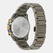 Versace Greca Dome Chronograph Black Dial Grey Steel Strap Watch for Men - VE6K00623