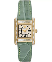 Emporio Armani Classic White Dial Green Leather Strap Watch for Women - AR11661