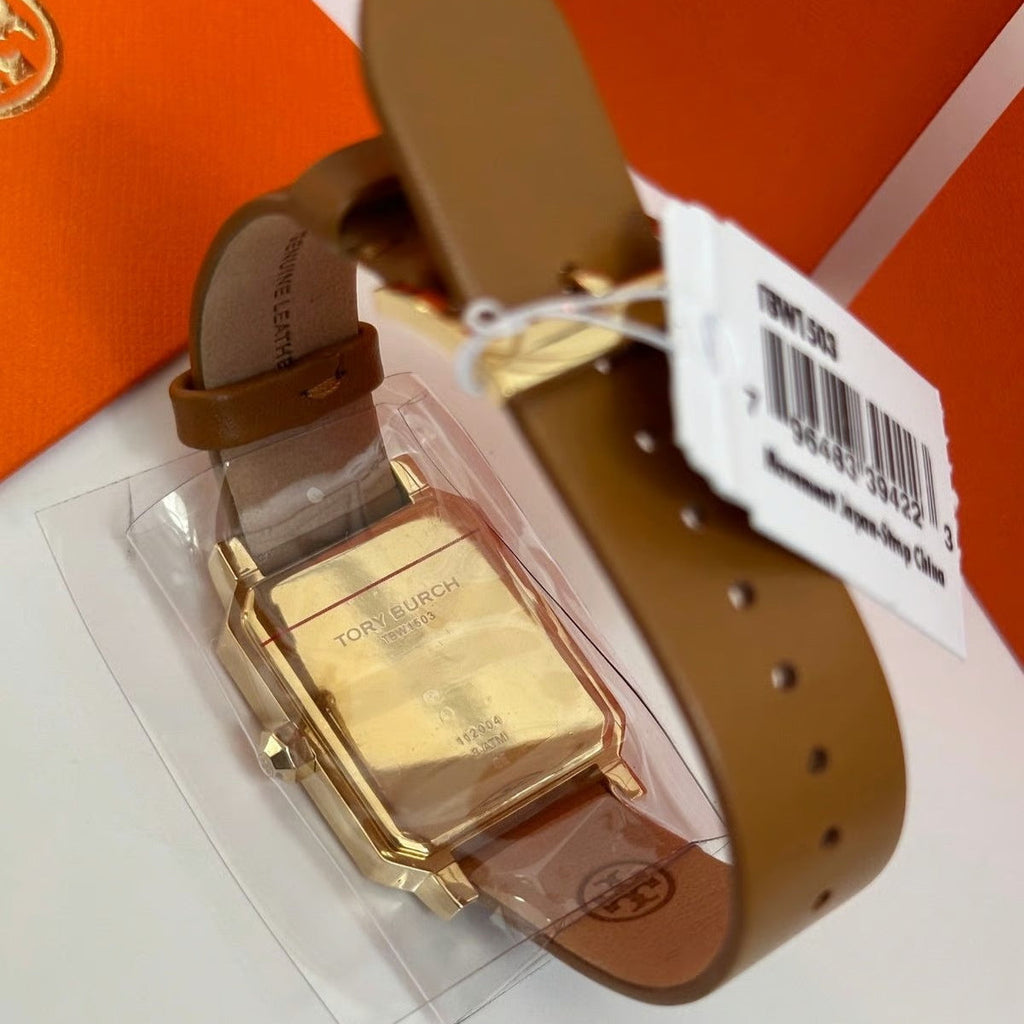 Tory Burch Robinson White Dial Brown Leather Strap Watch for Women