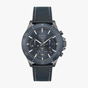 Hugo Boss Troper Chronograph Blue Dial Blue Leather Strap Watch for Men - 1514056