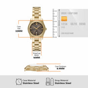 Emporio Armani Federica Brown Dial Gold Steel Strap Watch for Women - AR11700
