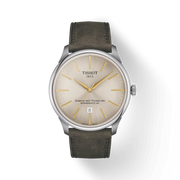 Tissot Chemin des Tourelles Automatic Powermatic 80 Ivory Dial Green Leather Strap Watch for Men - T139.407.16.261.00