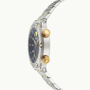 Versace Greca Logo Diver Quartz Black Dial Two Tone Steel Strap Watch for Men - VE8G00424