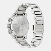 Versace Greca Dome Chronograph Blue Dial Silver Steel Strap Watch for Men - VE6K00323