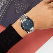 Emporio Armani Lambda Blue Dial Silver Steel Strap Watch for Men - AR11019