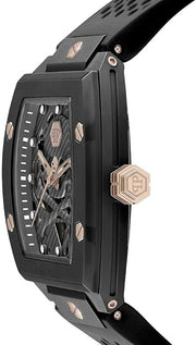 Philipp Plein The $Keleton Black Dial Black Silicone Strap Watch for Men - PWVBA0523
