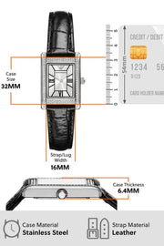 Emporio Armani Two Hand Crystals Silver Dial Black Leather Strap Watch for Women - AR11623