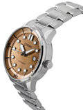 Citizen Mechanical Automatic Salmon Brown Dial Silver Steel Strap Watch for Men - NJ0191-83X