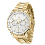 Maserati Tradizione Chronograph White Dial Gold Steel Strap Watch for Men - R8873646003