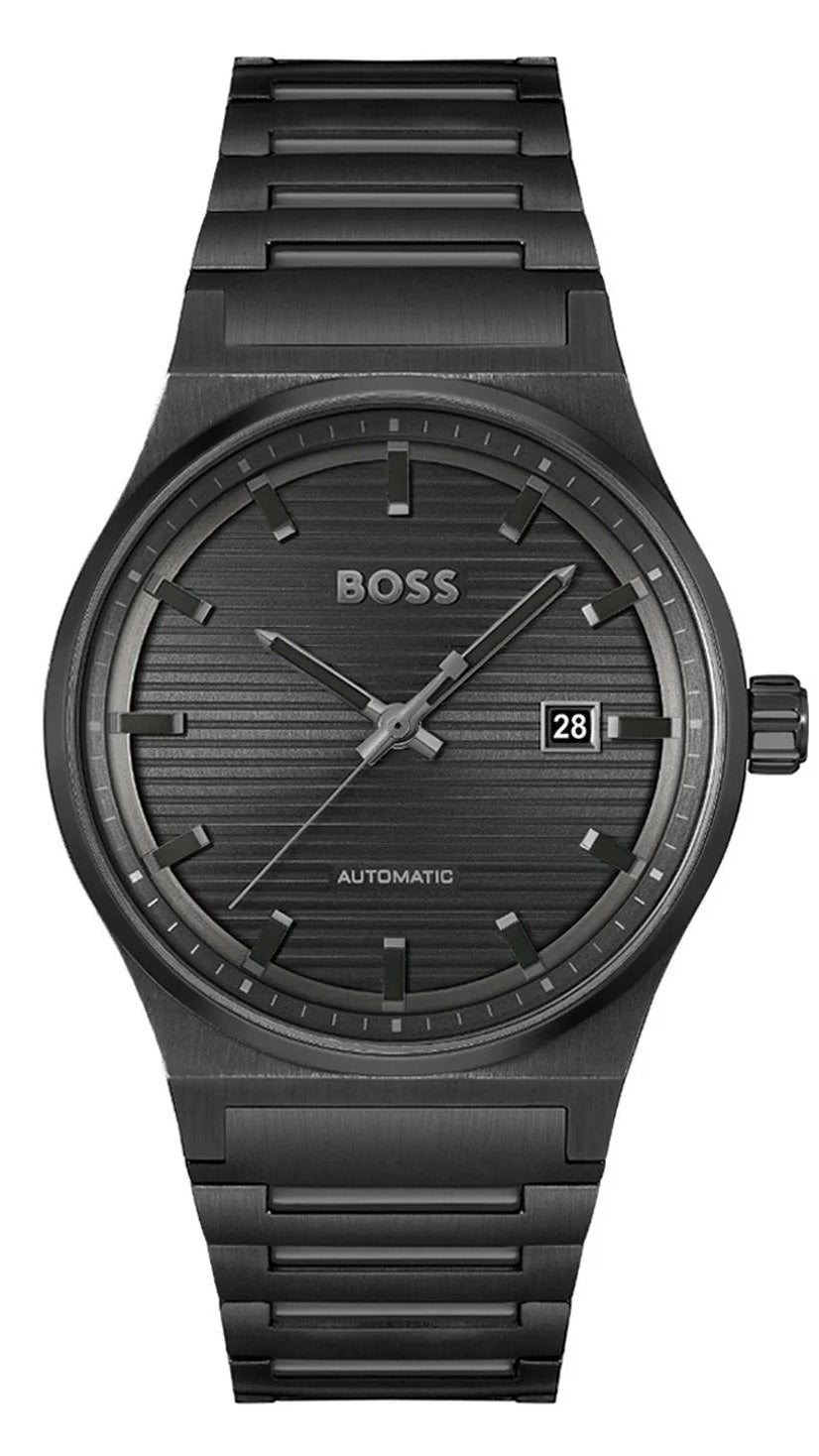 Hugo Boss Candor Automatic Black Dial Black Steel Strap Watch for Men - 1514120