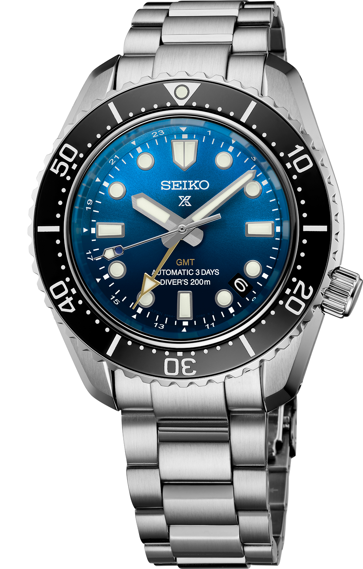 Seiko Prospex 1968 Heritage Divers GMT US Limited Edition Blue Dial Silver Steel Strap Watch for Men - SPB477J1